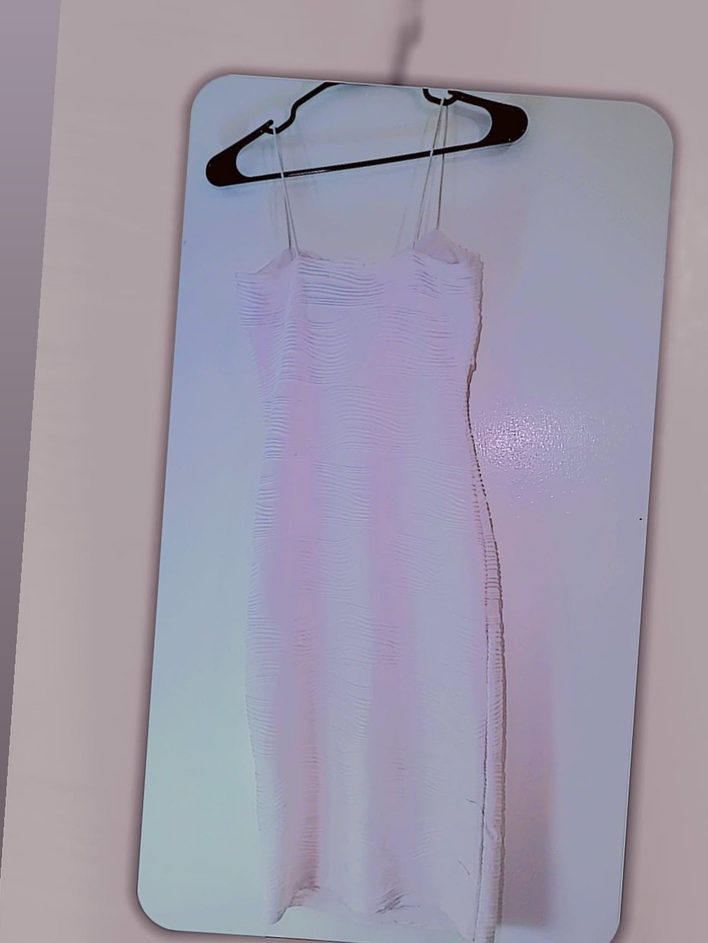 Urban Outfitters Pale Pink Textured Spaghetti-Strap Midi Dress